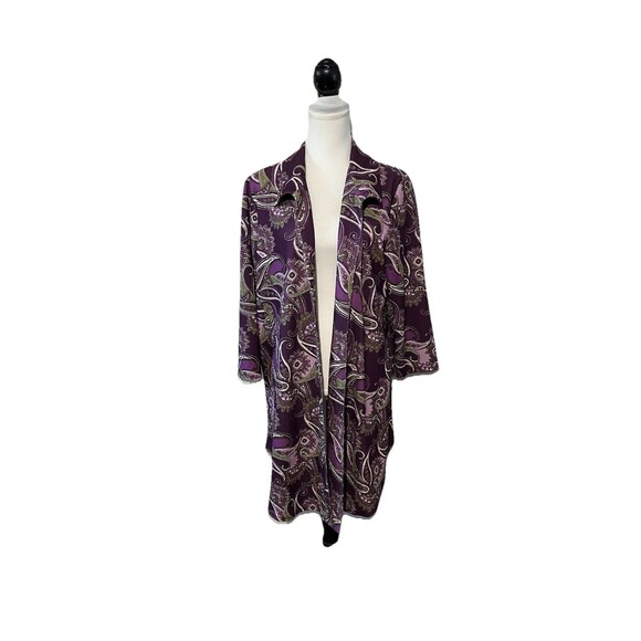 Slinky Brand Womens Open Front Cardigan Wrap Plus Size 1X Floral Paisley Duster - Picture 1 of 10